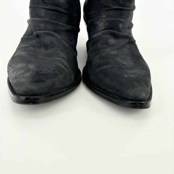 Guess Western Cowboy Boots Size 8.5 Short Ankle Laser Lace Cutout Dark Gray - Picture 3 of 8